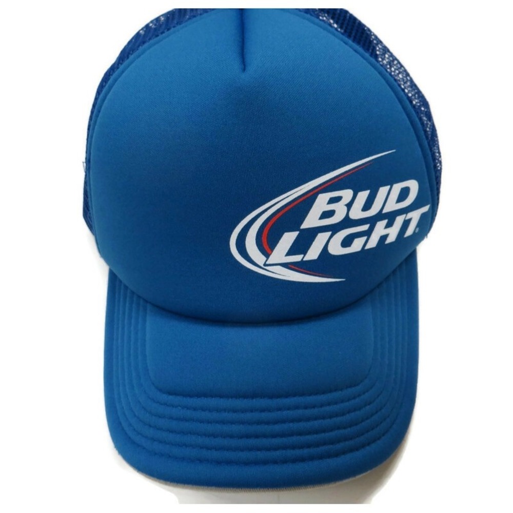 Budweiser Bud Light Foam Cap Snapback Trucker‎ Blue Logo Adjustable Mesh Hat